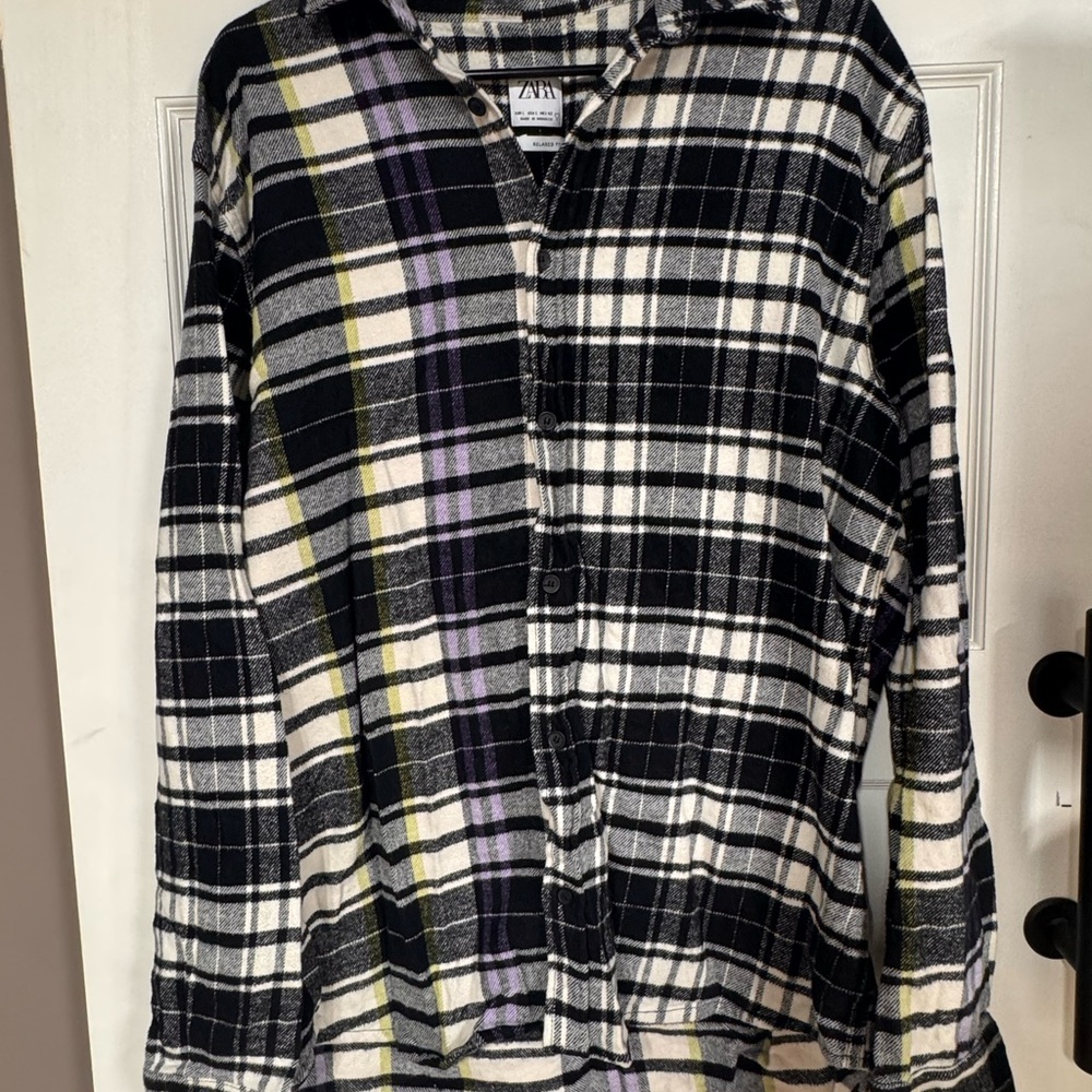 Zara Monochrome Checkered Relaxed Fit Shirt